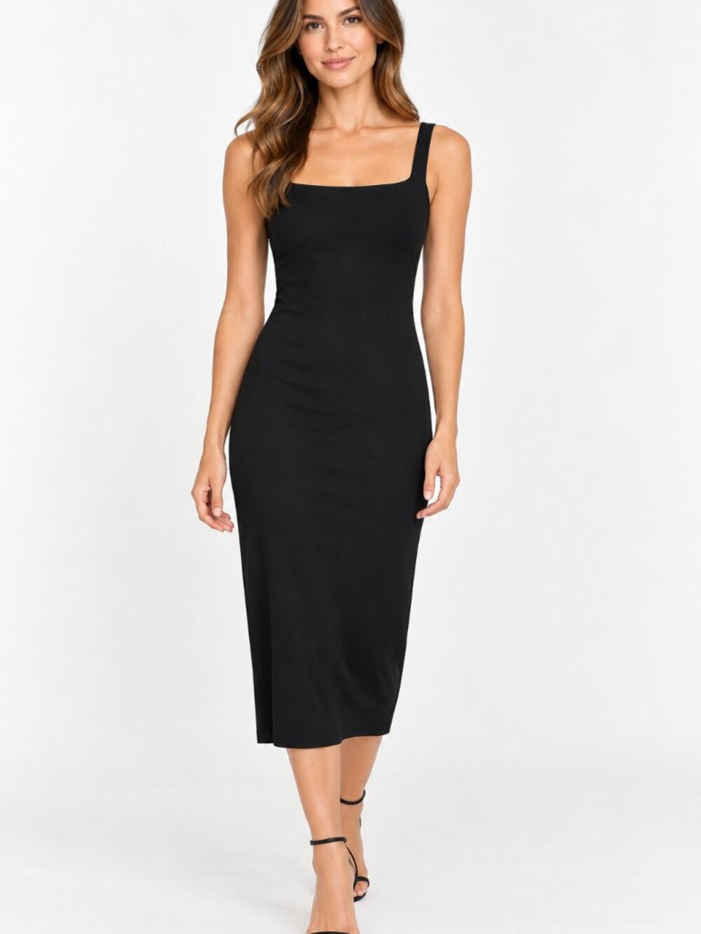 Zara Trafaluc Black Midi Dress Shoulder Straps